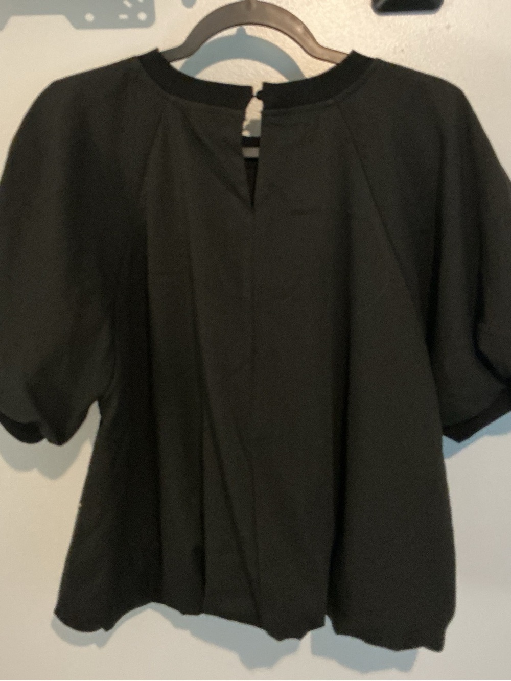 entro Black Short Puff Sleeve Top with Floral Embroidery - Picture 2 of 3